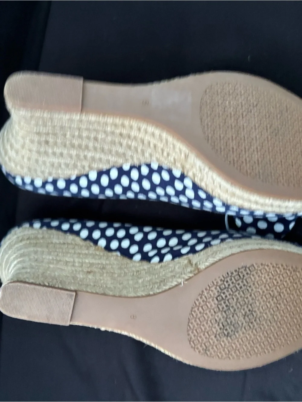 Tory Burch Navy and White Polka Dot Bow Peep-Toe Heels
